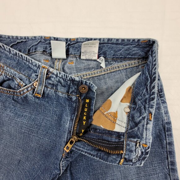 Vintage Lucky Brand Jeans Women's 2 Blue Wild Child Mid-Rise Boot Cut Slit USA - Picture 4 of 16